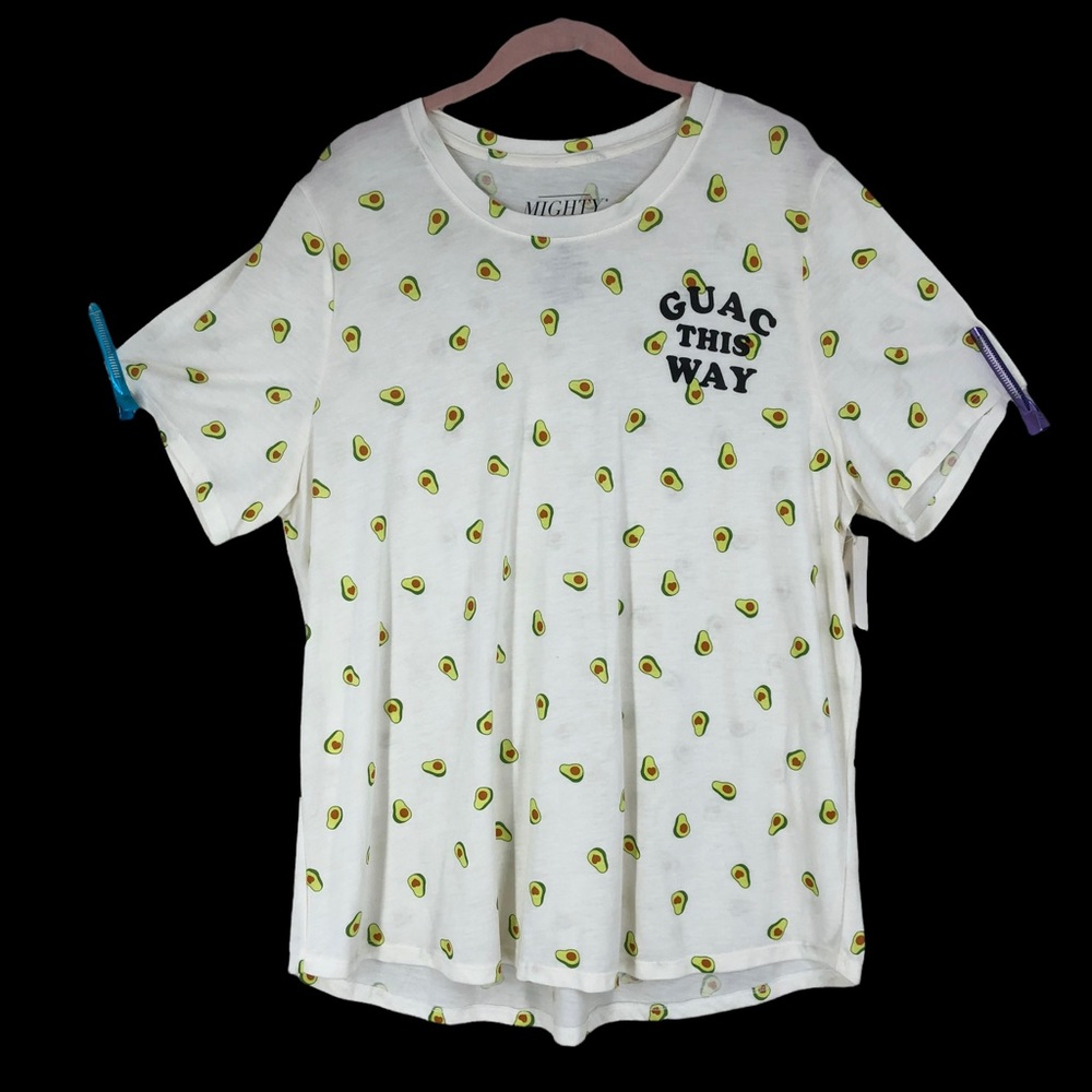 Guac This Way T-Shirt w/All over Graphic Avocado NWT; Foodie Tee plus SZ 2X